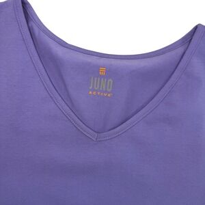 JUNO ACTIVE Purple V Neck Short Sleeve‎ Casual T Shirt Top Plus Size 3X
